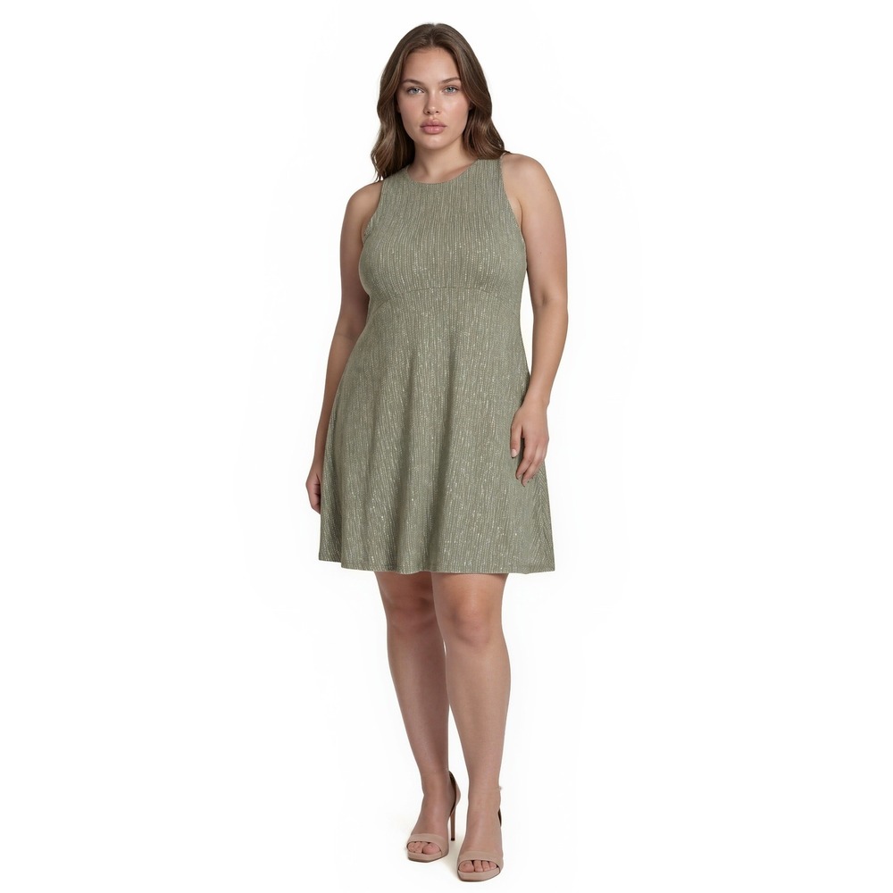 Athleta Santorini Thera Dress Women's Size 2X Green Print Sleeveless Knee Length